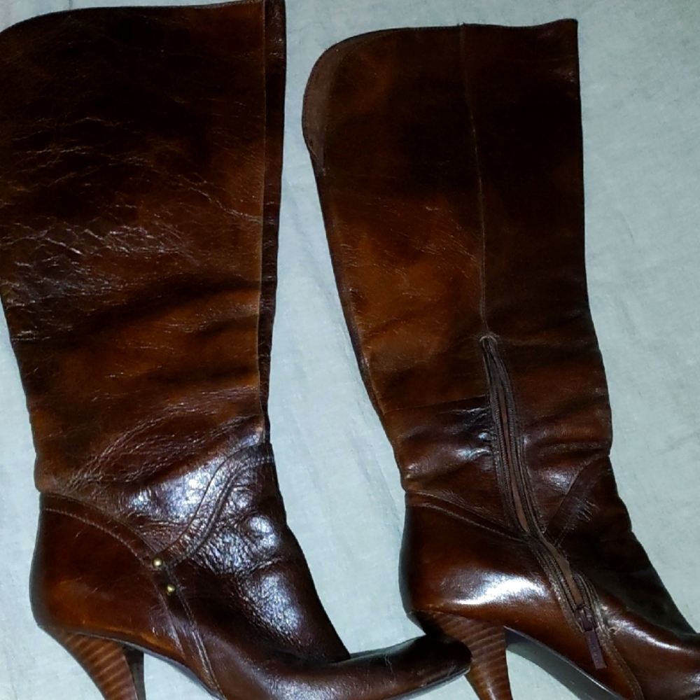 Elegant Brown Leather Knee-High Boots